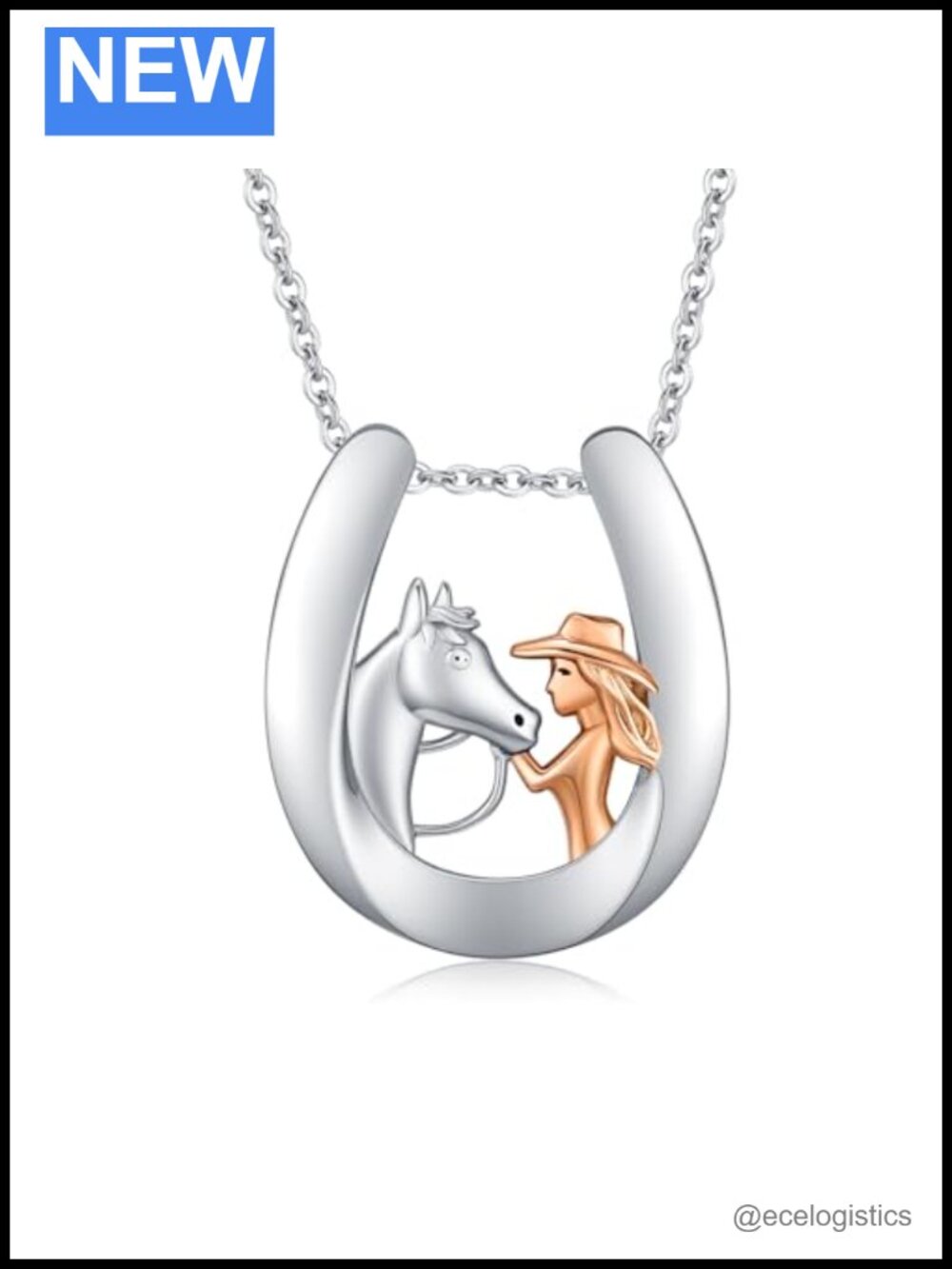 Sterling Silver Horseshoe Pendant Necklace Western Lucky Charm Gift